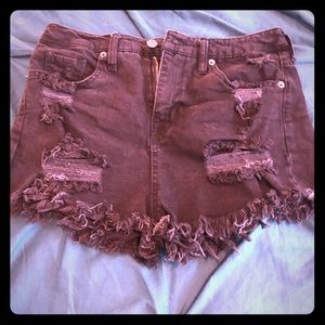 Target black mid rise distressed denim short.